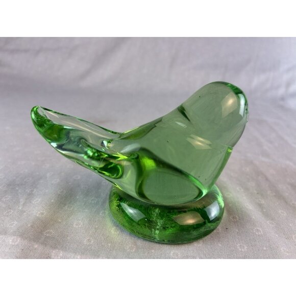 Vtg Hand Blown Green Glass Bird Figurine Ward Style Unsigned - Picture 4 of 8